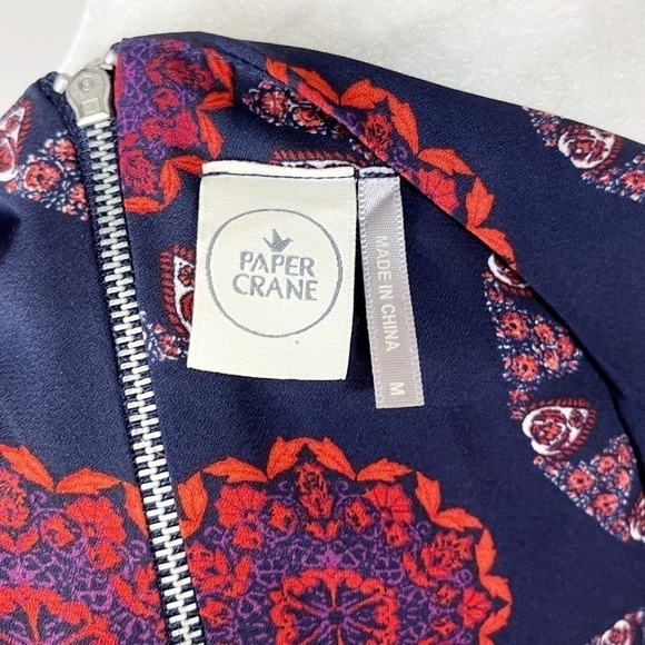 PAPER CRANE Navy Blue & Red Medallion Print Sleeveless Lightweight Top - MEDIUM - Picture 3 of 8
